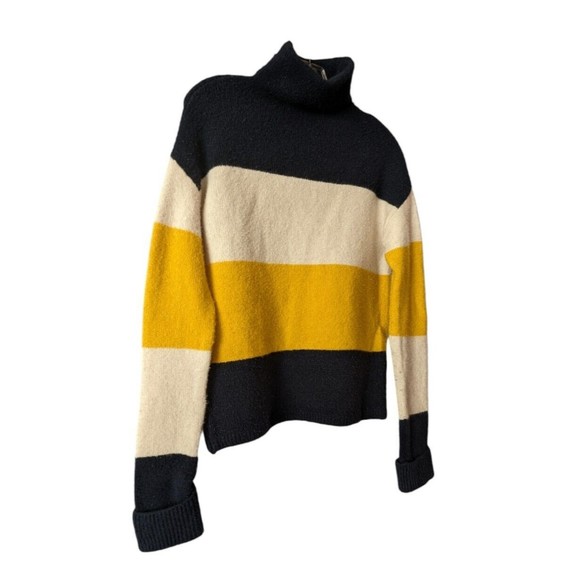 C & C California Women's Knit Wool blend Long Sleeve Turtleneck Sweater Striped - Picture 2 of 13